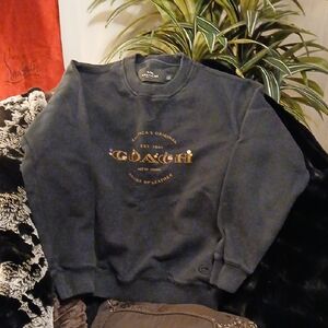 Coach Black Crewneck Sweater with Gold Logo